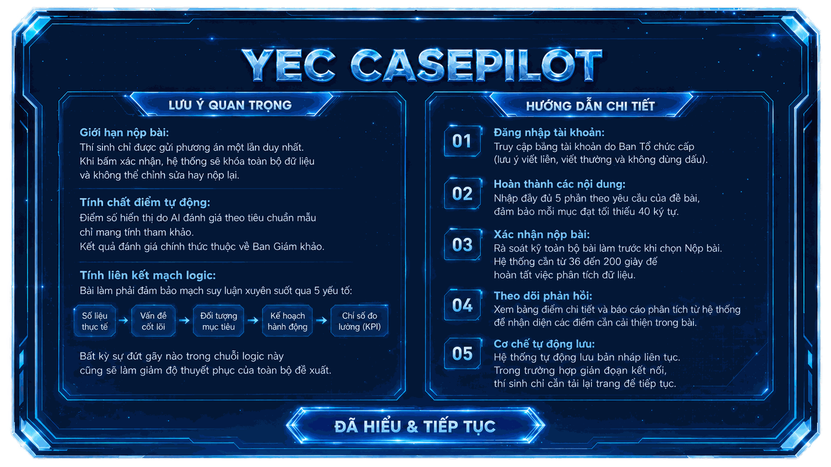 Bảng luật YEC CasePilot: lưu ý quan trọng và hướng dẫn chi tiết